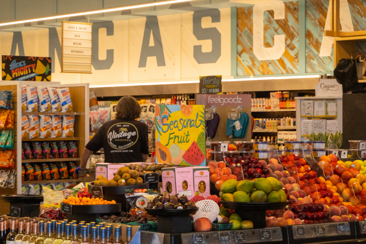 Trancas Market Vintage Grocers inside view of produce and seasonal fruit